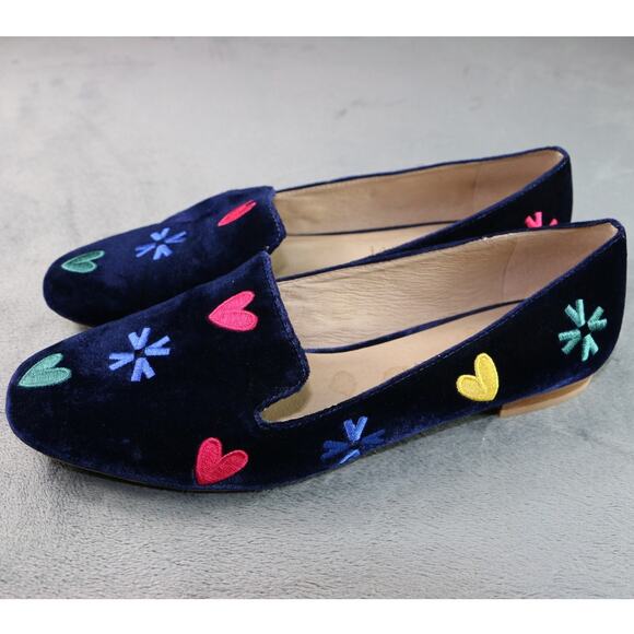 Jack Rogers Kennedy Loafer Shoes Womens Size 10 Velvet Heart Embroidered - Picture 2 of 10